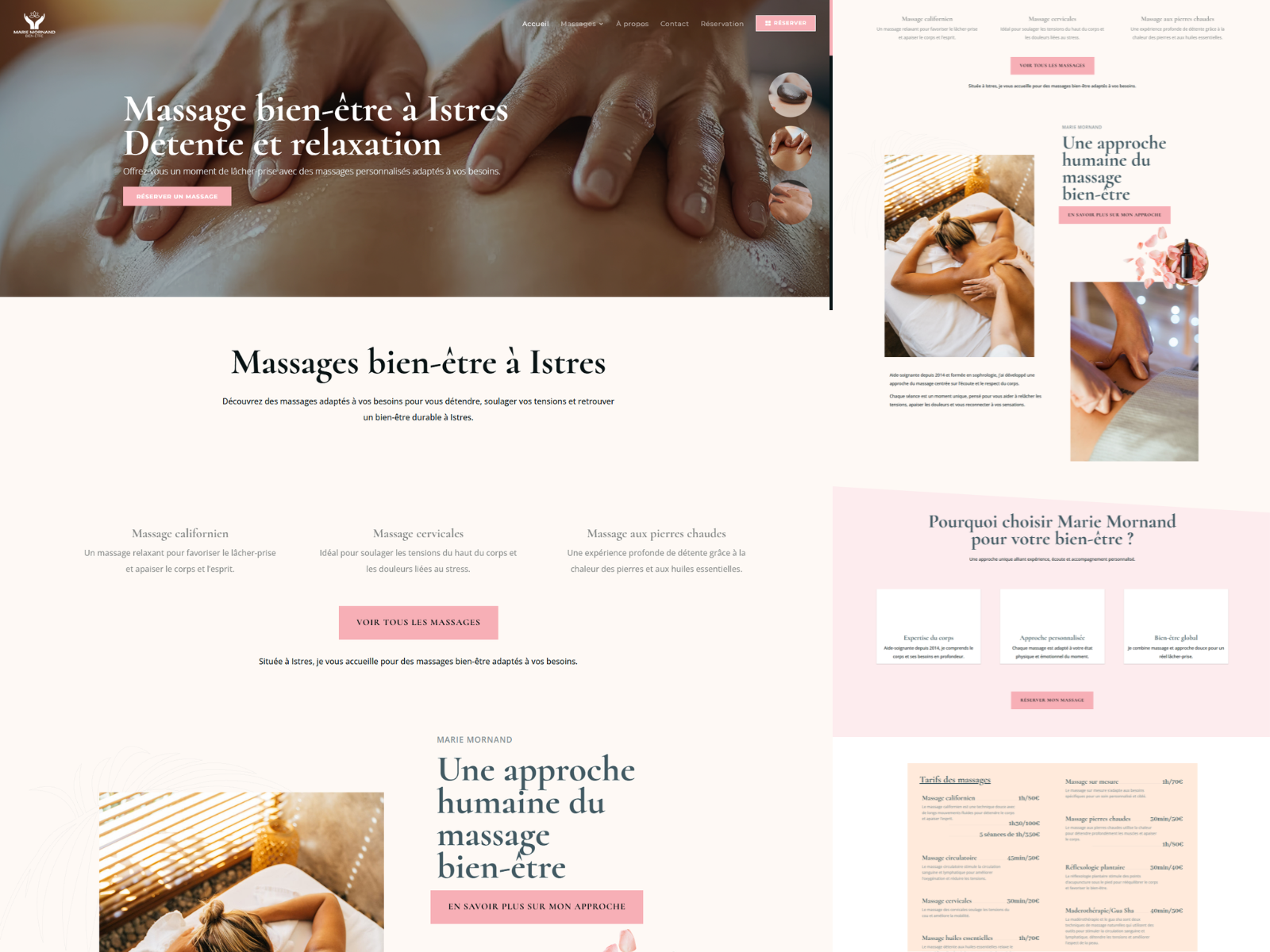 Nos réalisations Marie Mornand massage bien-être à Istres